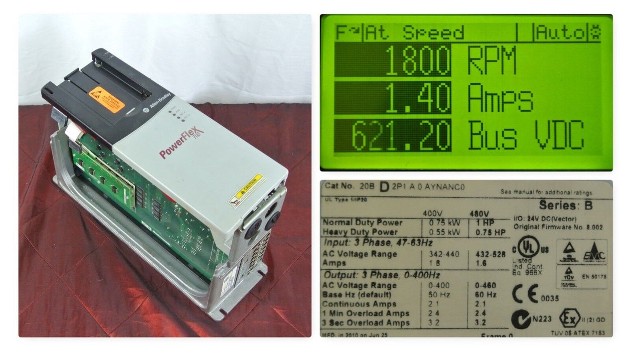 Allen-Bradley PowerFlex 700 1 HP 20BD2P1A0AYNANC0 CORE ONLY Clean Tested Good