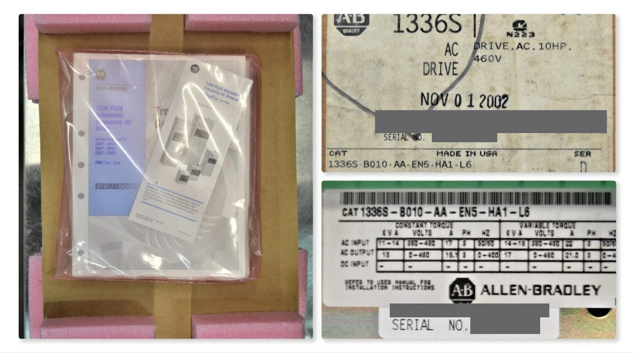 NEW ALLEN BRADLEY ADJUSTABLE FREQUENCY AC DRIVE 1336S-B010-AA-EN5-HA1-L6 SER. D