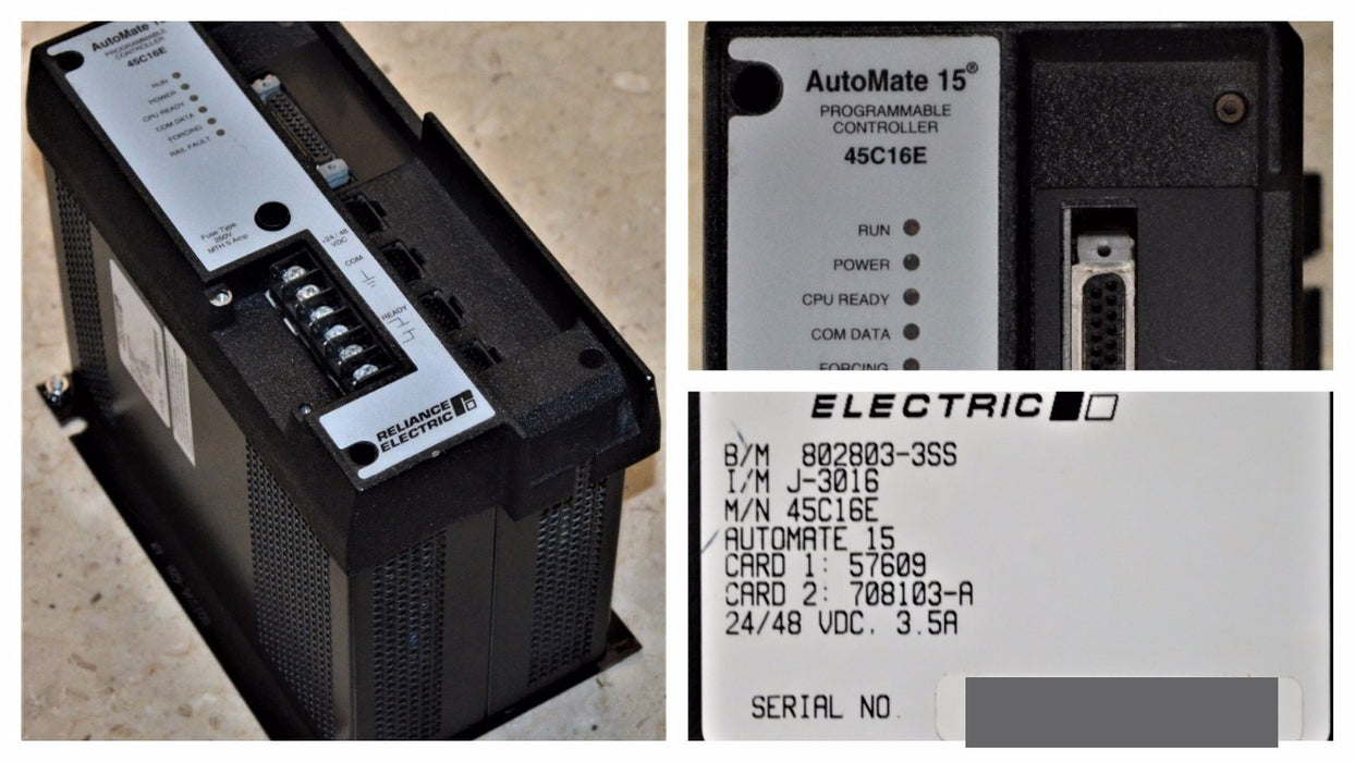 RELIANCE ELECTRIC AUTOMATE 15 PROGRAMMABLE CONTROLLER 45C16E PARTS ONLY