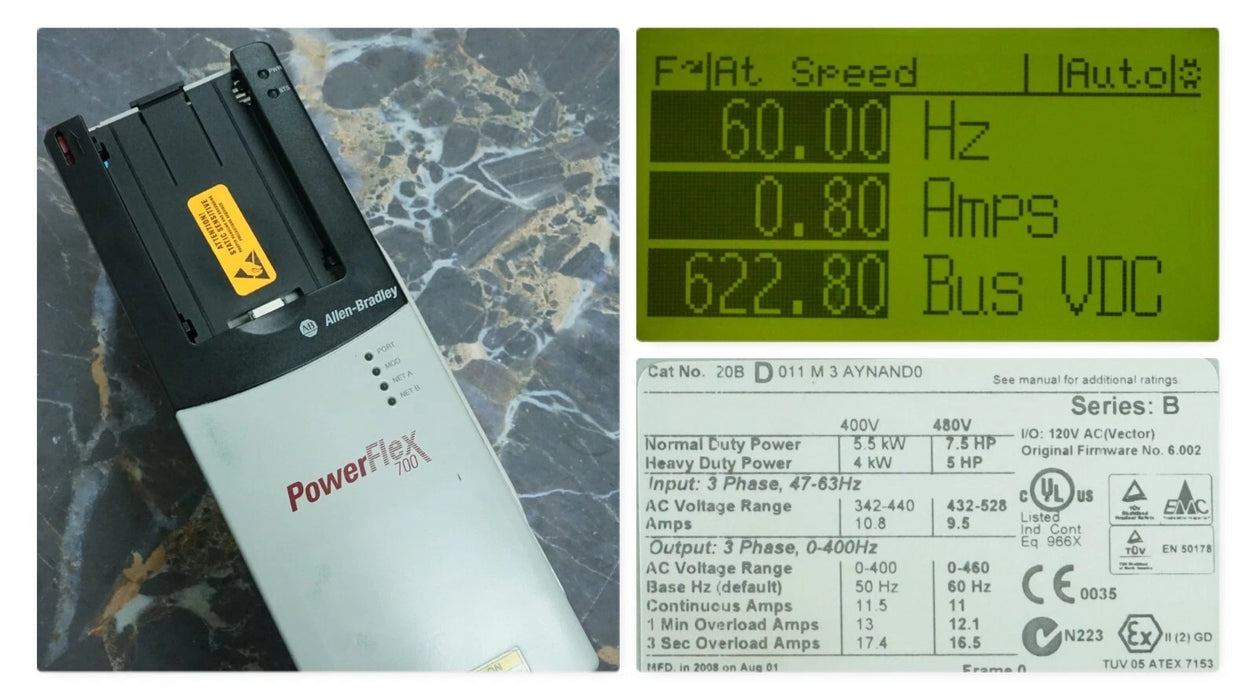 Allen-Bradley 20BD011M3AYNAND0 PowerFlex 700 7.5 HP FRN:6.002