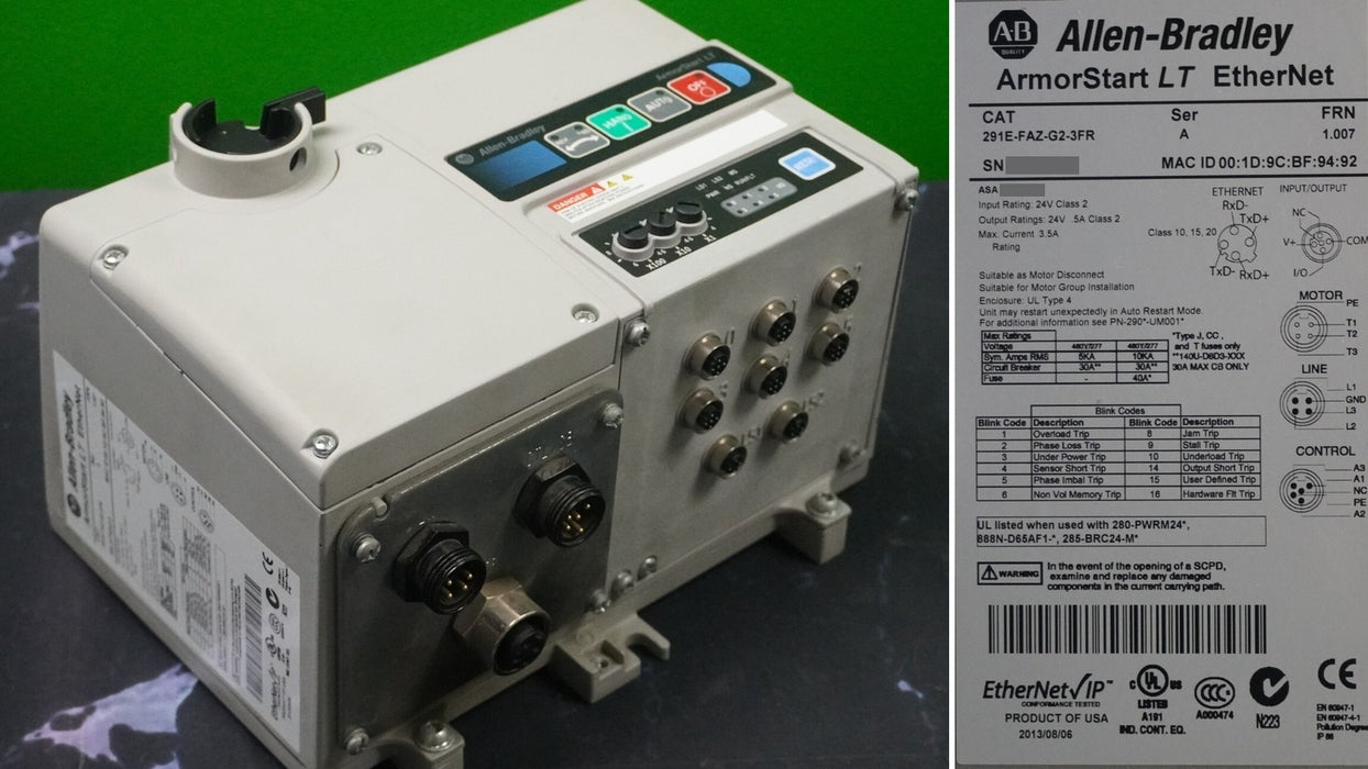 Parts Allen Bradley 291E-FAZ-G1-3FR ArmorStart LT EtherNet Series A
