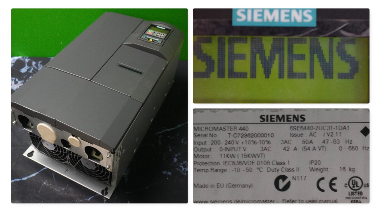 Siemens Micromaster 440 6SE6440-2UC31-1DA1 Clean Tested Good