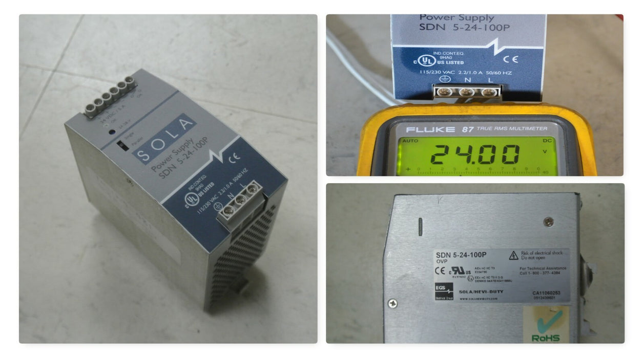 Sola SDN 5-24-100P Power Supply 115/230v-ac 5a Amp 24v-dc*