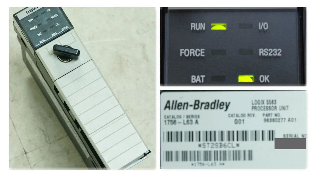Allen-Bradley 1756-L63/A ControlLogix Logix5563 8MB Memory Tested FRN.19.11