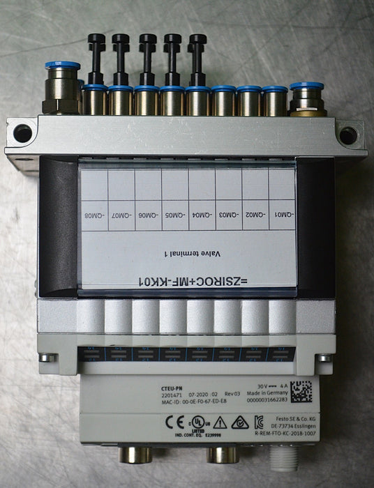 Festo CPV10-VI Valve Terminal Block w/ CTEU-PN Profinet Bus Node 8-Port, 2201471