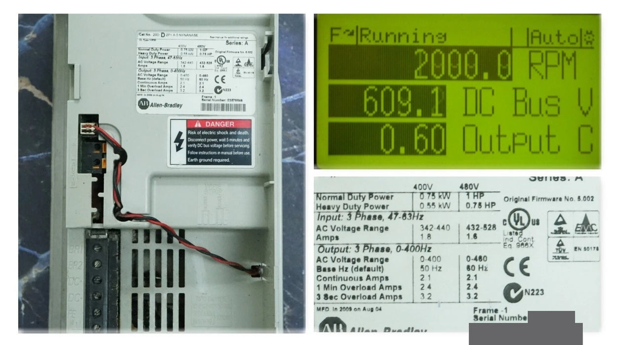 Allen-Bradley 20DD2P1A0NYNANASE PowerFlex 700S Power Supply 480VAC 1HP FRN 5.002