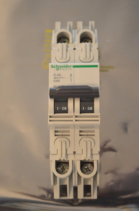 Schneider Electric Multi 9 C60 2P C2A Breaker 480Y/277V Broken Tab