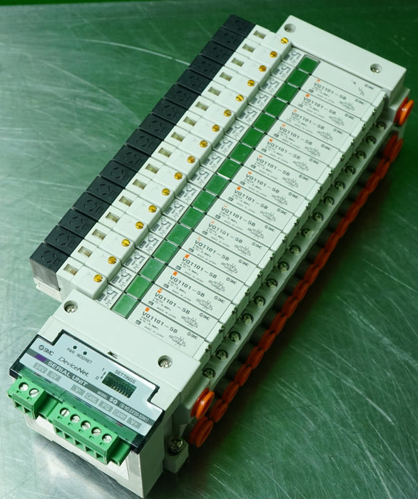 SMC EX120-SDN1 Serial Interface Unit SQ w/ (16) Solenoid Valves 24VDC Valve
