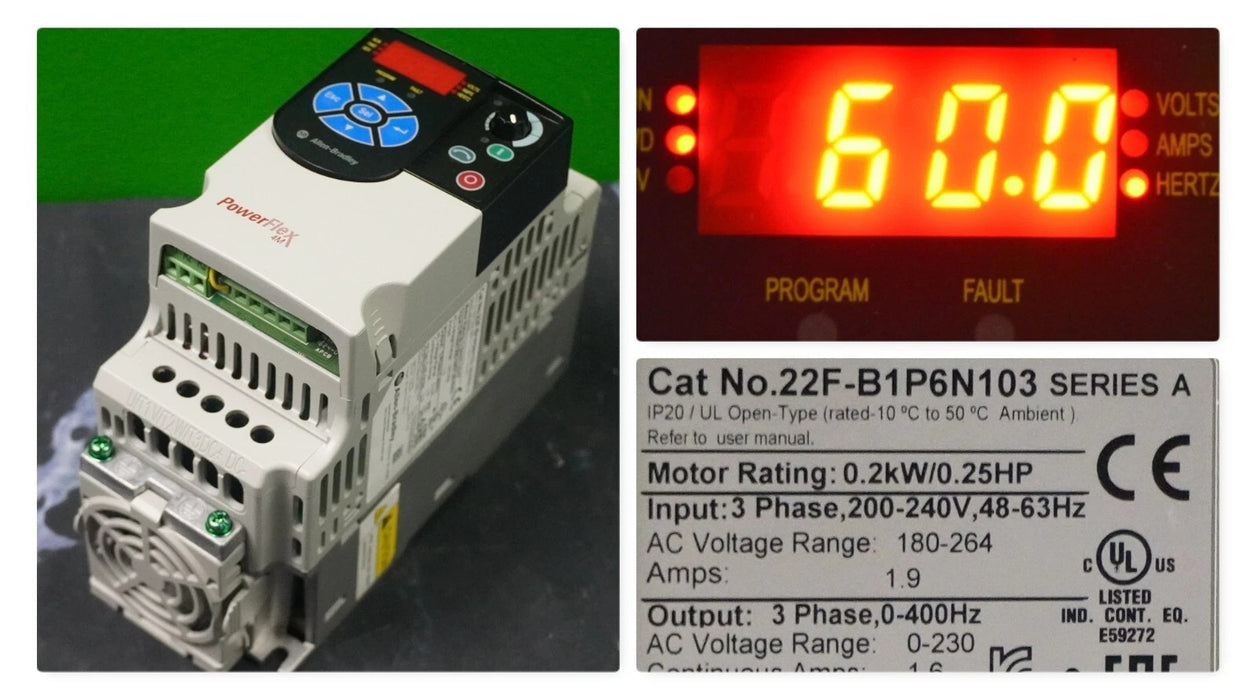 Allen-Bradley 22F-B1P6N103 PowerFlex 4M 0.25HP 240V Series A Tested