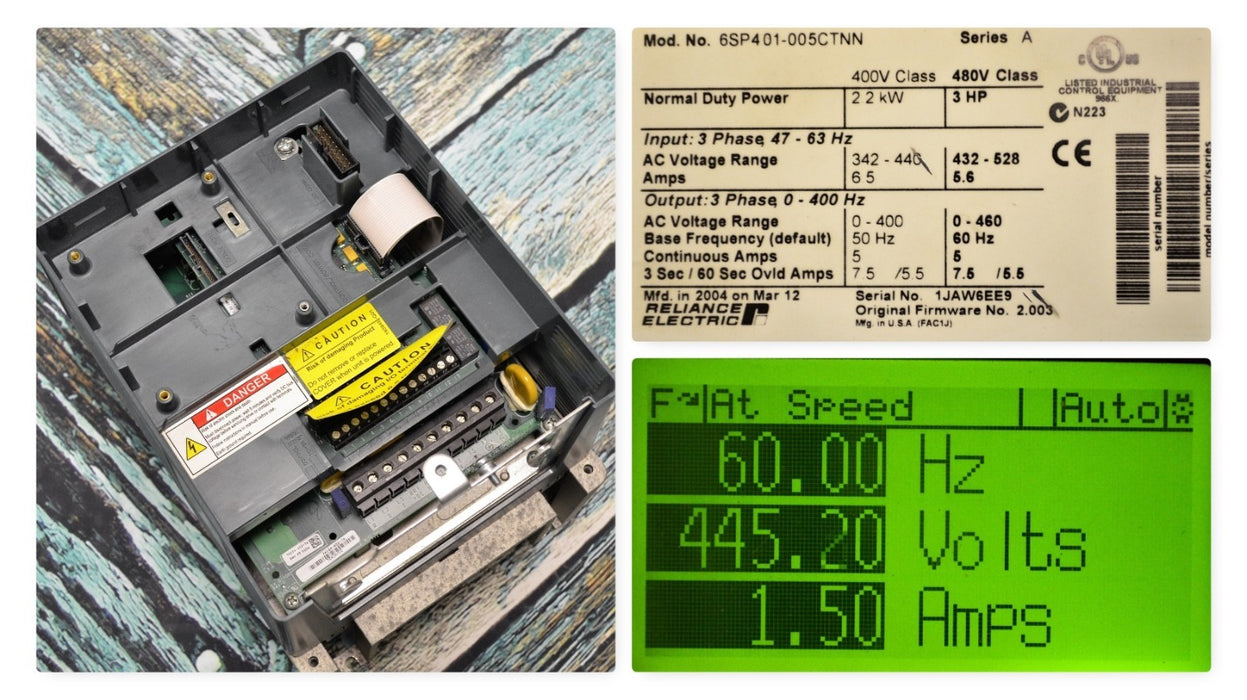 Reliance SP600 6SP401-005CTNN 3 HP Drive Tested Good 480 VAC Clean Drive