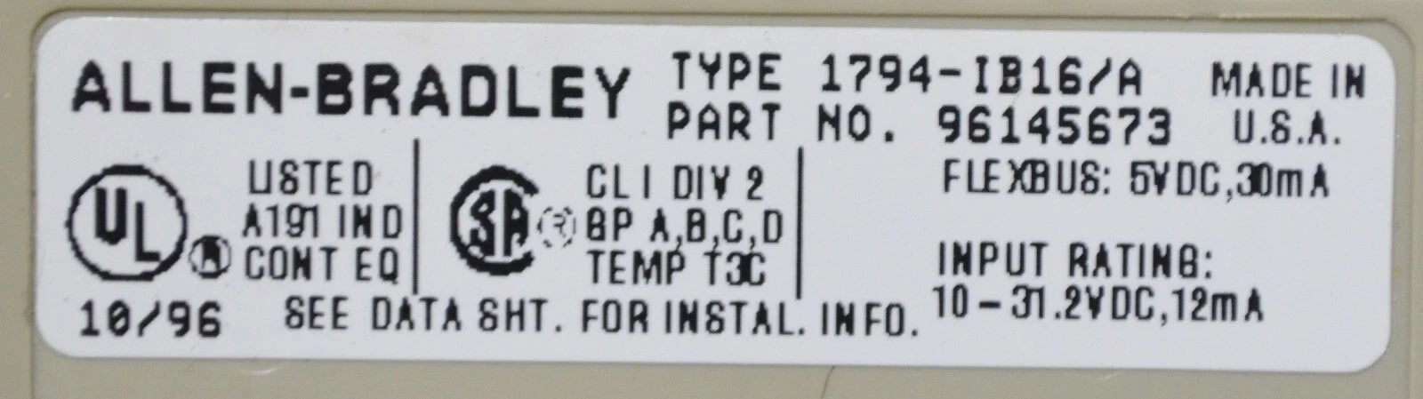 Allen-Bradley 1793-IB16 Series A 16 Point 24 VDC Sink Input Flex - Quanity