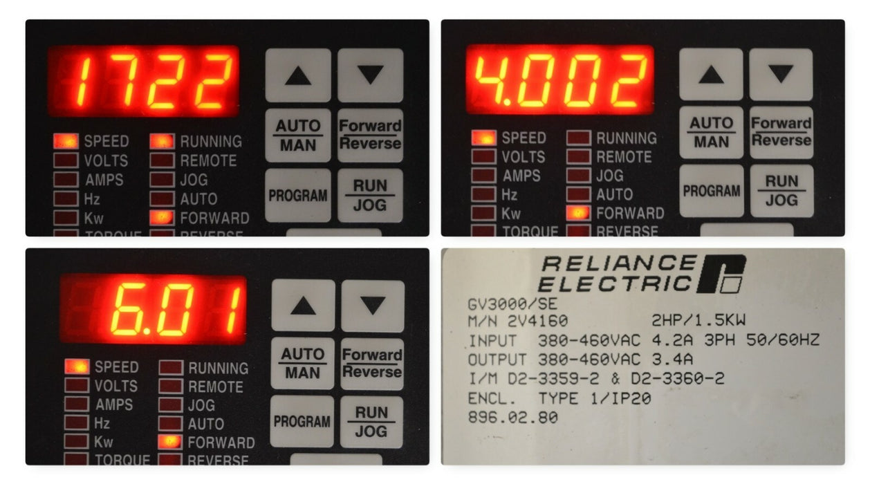 Reliance Electric GV3000 2V4160 SE Vector 2 HP V. 6.01 Inverter Drive Tested*
