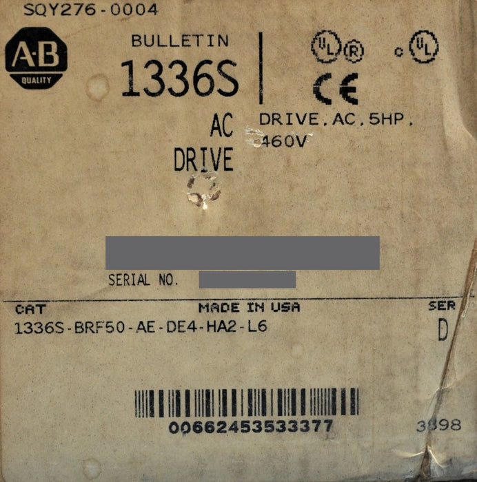 New Allen-Bradley 1336S-BRF50-AE-DE4-HA2-L6 5HP 3 Phase 1336S FRN:4.03