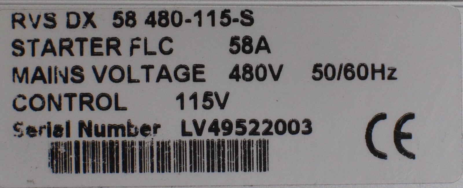 Solcon RVS-DX 58 480-115-S Digital Reduced Voltage Starter FLC 480V Tested Good*
