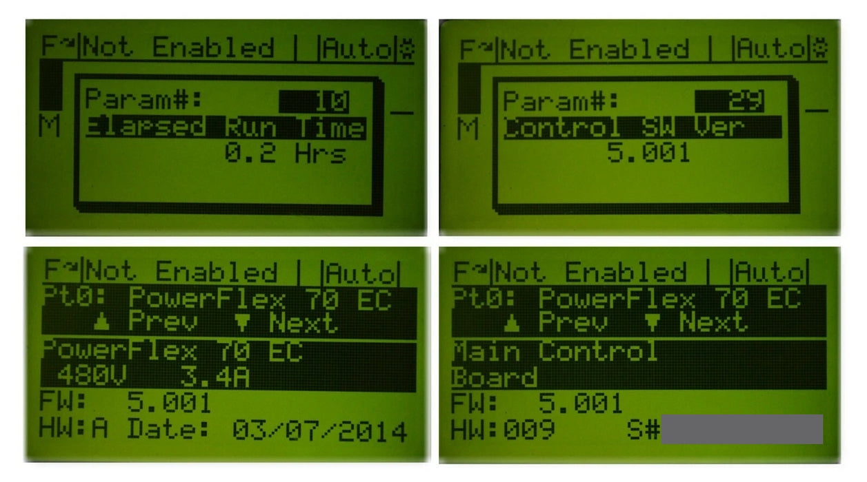 Zero Hr Allen-Bradley PowerFlex 70 2HP 20AD3P4A0AYNNNC0 480 VAC FRN:5.001 Tested