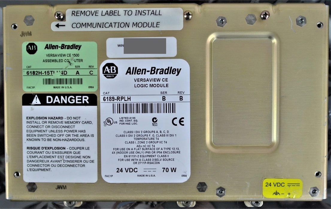 Allen Bradley Versaview CE Logic Module 6189-RPLH /B 24 VDC Tested Good