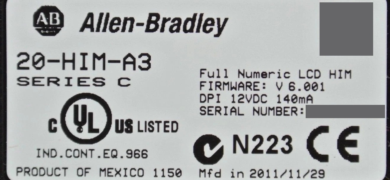 Allen-Bradley 20-HIM-A3 PowerFlex HMI Series C Full Numeric V6.001 Tested Good