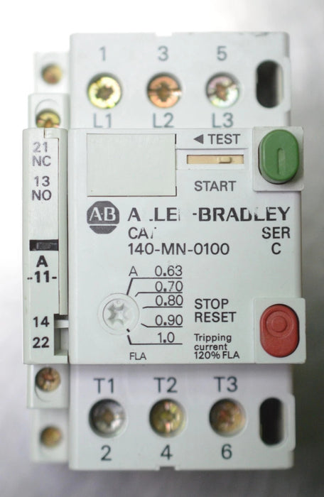 (1) Allen Bradley 140-MN-0100 0.63-1 Amp Motor Circuit Protector Breaker