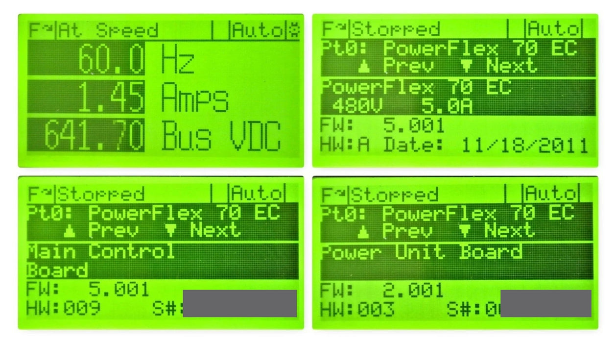 Allen-Bradley 20AD5P0A3AYNNNC0 PowerFlex 70 Low Run Hours 3HP