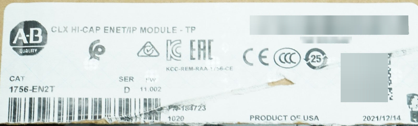 Allen Bradley 1756-EN2T / D CLX HI-CAP ENET/IP Module FRN:11.002