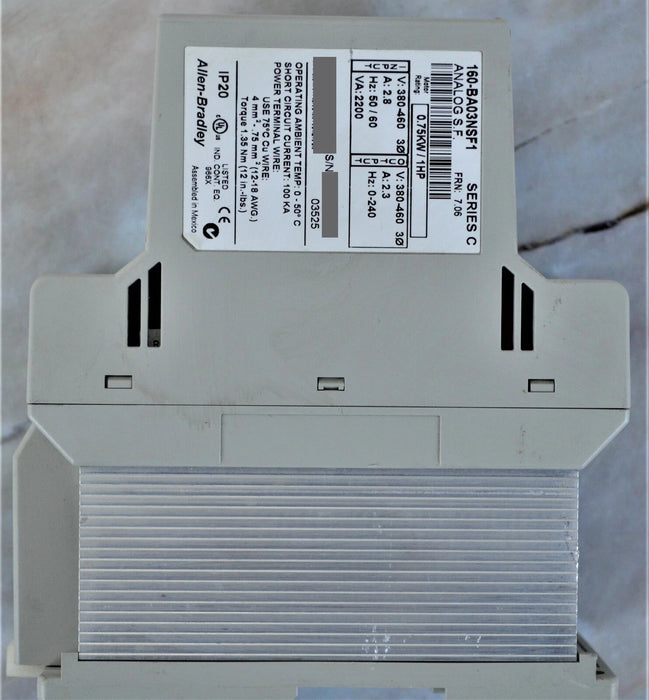 Allen Bradley 160-BA03NSF1 Variable Speed Drive 1 Hp 480 VAC