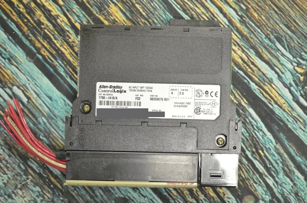Allen-Bradley 1756-IA16/A REV.F02 F/W 2.5 Controllogix 16 Point Ac Input 120 VAC