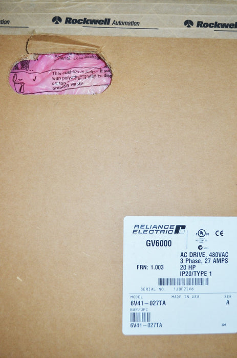NEW Sealed Reliance Electric GV6000 6V41-027TA 20 HP 480 VAC Version 1.003
