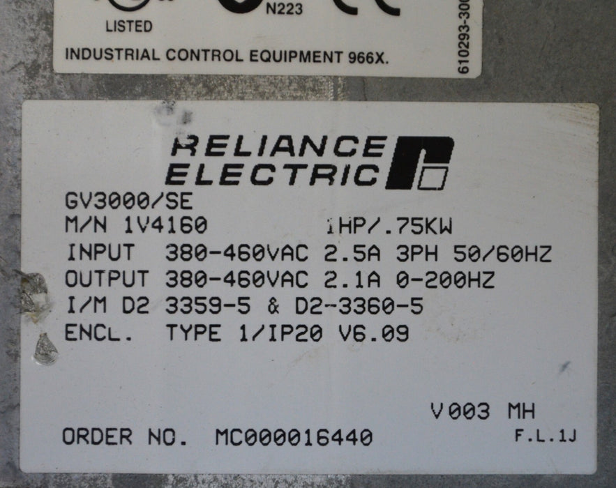Reliance Electric MD-B6032C / 277150012A Power Supply Board GV3000 1V4160 Tested