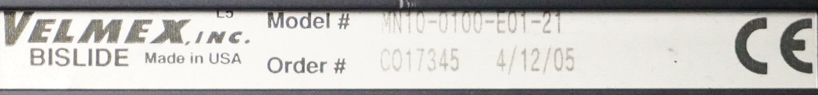 Velmex MN10-0100-E01-21 Linear Stage w/ Vexta PK266-03A-P1 Stepper Motor
