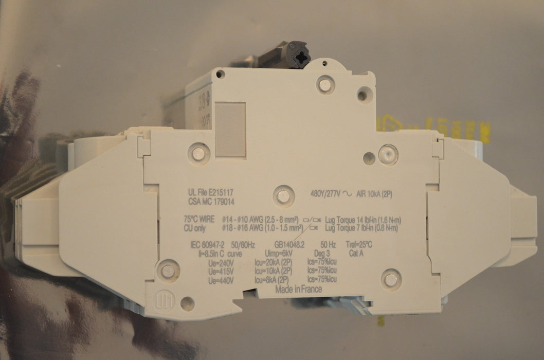 Schneider Electric Multi 9 C60 2P C2A Breaker 480Y/277V Broken Tab
