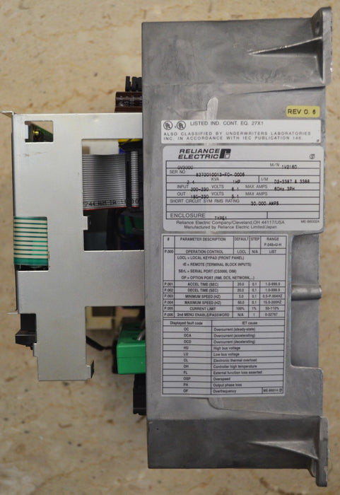 Reliance Electric GV3000 1 HP 1V2160 Vector Inverter 230 VAC Tested Good Clean