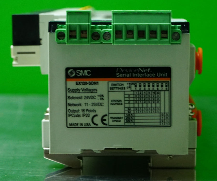 SMC EX120-SDN1 Serial Interface Unit SQ w/ (16) Solenoid Valves 24VDC Valve