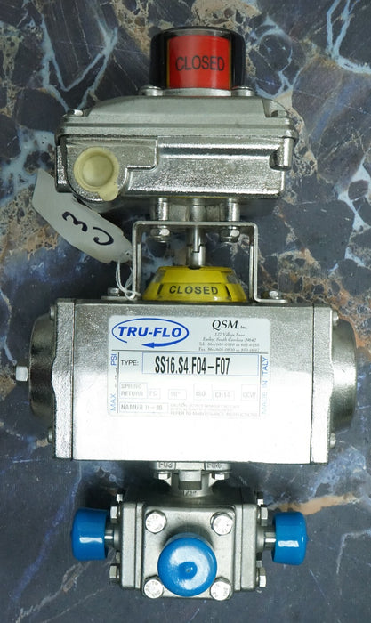 Tru-Flo EA-407-SN-CV-T-.5”-MT-16-SR4-SS-QMS41-2AL-SS 3 Way Valve Assembly*
