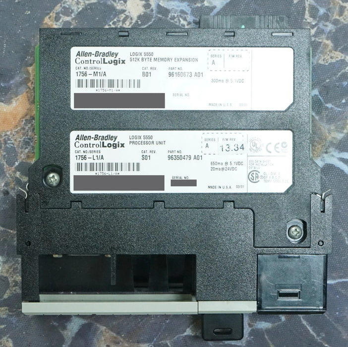 Allen Bradley 1756-L1/A W/1756-M1/A ControlLogix 5550 PLC Tested Good Ver:13.34