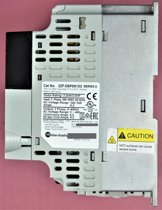 Allen-Bradley 22F-D6P0N103 PowerFlex 4M 3 HP FRN 2.02 Tested Good