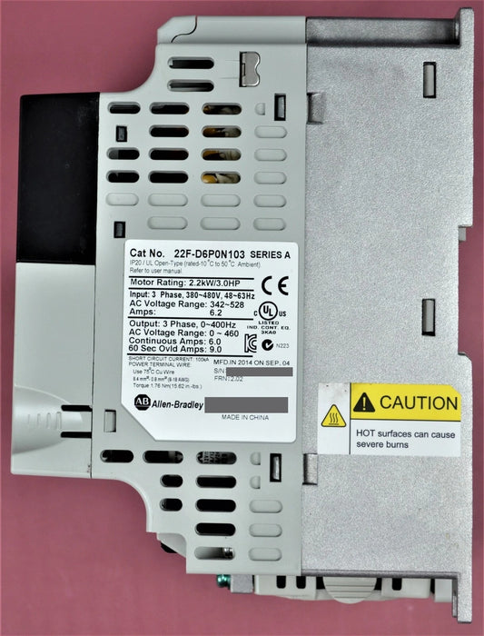 Allen-Bradley 22F-D6P0N103 PowerFlex 4M 3HP FRN 2.02 Tested Good Broke Mtg Foot