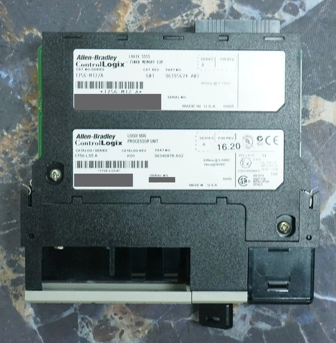 Allen-Bradley 1756-L55/A W/ 1756-M12/A ControlLogix 5555 FRN 16.20 Tested Good