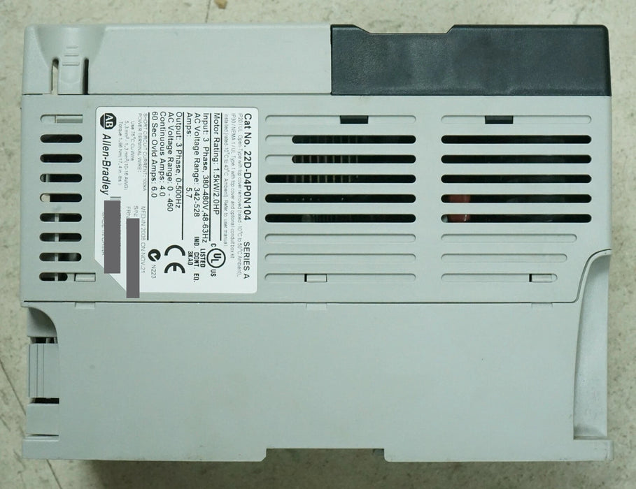 Zero Hours 22D-D4P0N104 Allen Bradley Power Flex 40P Drive 2 HP Ser. A FRN:2.01