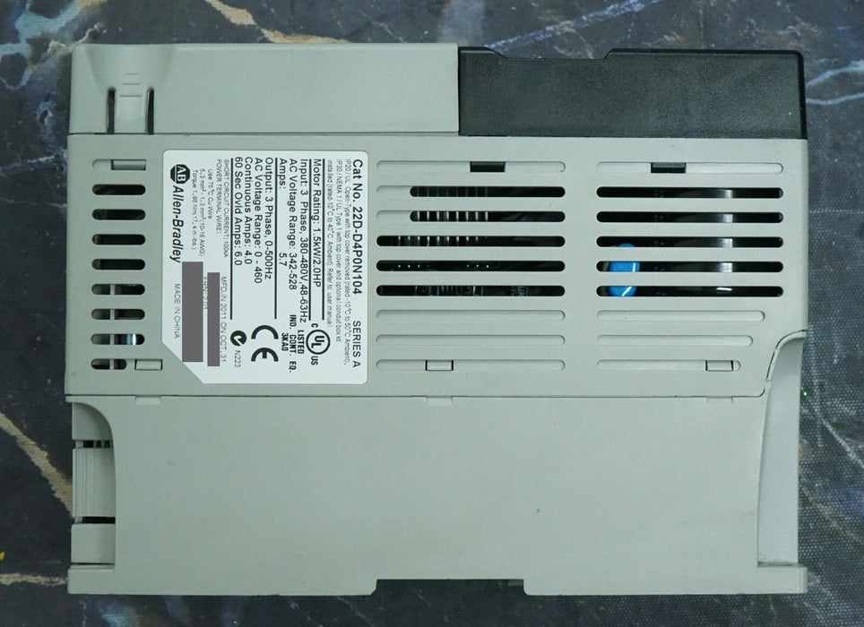 Allen-Bradley 22D-D4P0N104 PowerFlex 40P Drive 2HP Ser. A Zero Hours FRN:2.01