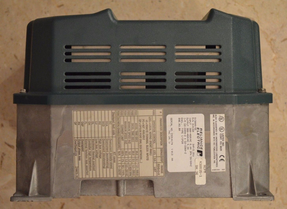 Reliance Electric GV3000/SE 3HP 3V4160 VER. 6.01 AC Inverter Tested Good
