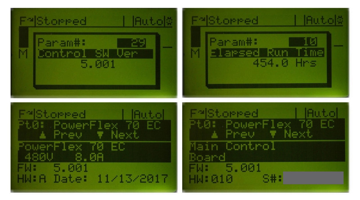 Low Hours Allen-Bradley POWERFLEX 70 5 HP 20AD8P0A3AYNNNNC0 Series A FRN: 5.001