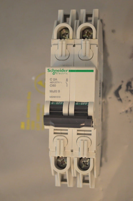 Schneider Electric Multi 9 C60 2P C2A Breaker 480Y/277V Broken Tab