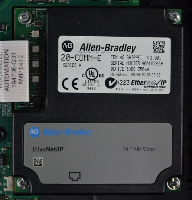 Low Hour Allen-Bradley PowerFlex700 3 HP Series A 20BD5P0A2AYNAEA0 FRN: 3.001