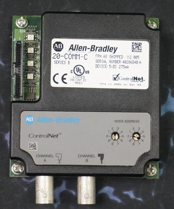 Allen Bradley 20-COMM-C ControlNet Series B FRN:2.005 Tested Good