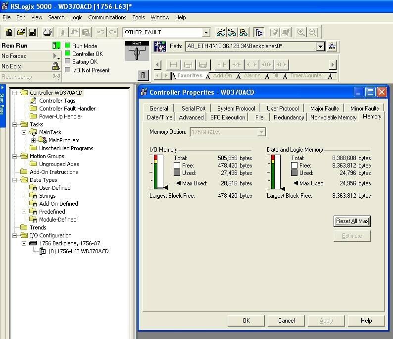 2011 Allen Bradley 1756-L63/B ControlLogix Logix5563 8MB Memory Tested Good