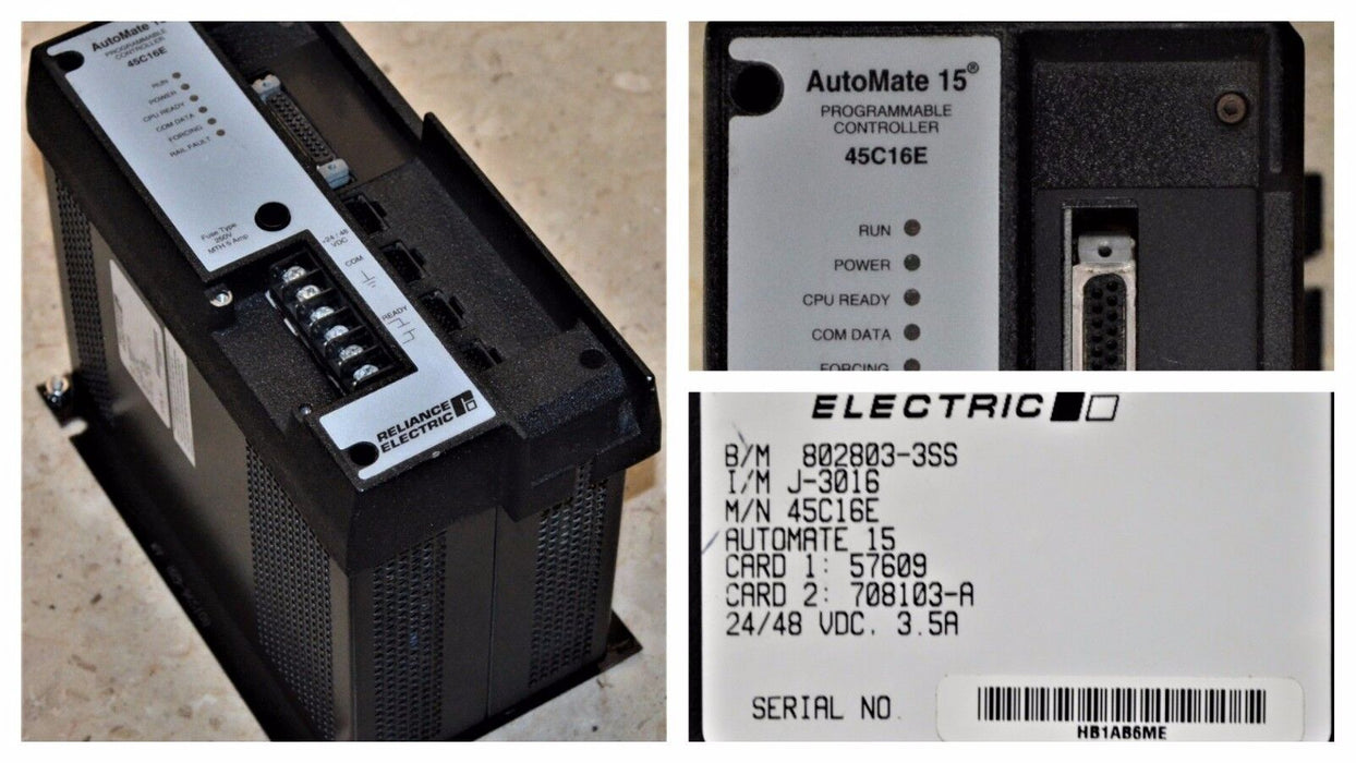 RELIANCE ELECTRIC AUTOMATE 15 PROGRAMMABLE CONTROLLER 45C16E PARTS ONLY