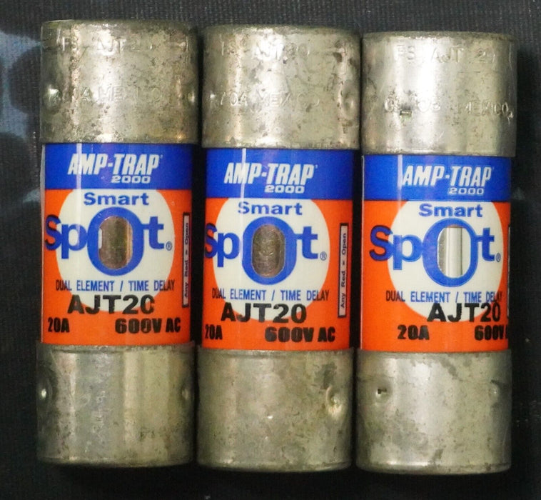 (3) Pieces Ferraz Shawmut Amp-Trap Fuse AJT20 Time Delay 20A 600VAC