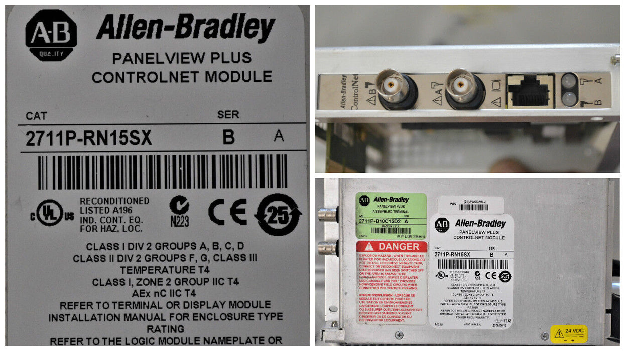 Allen Bradley Panelview Plus Controlnet Module 2711P-RN15SX Ser B Firmware 4.08