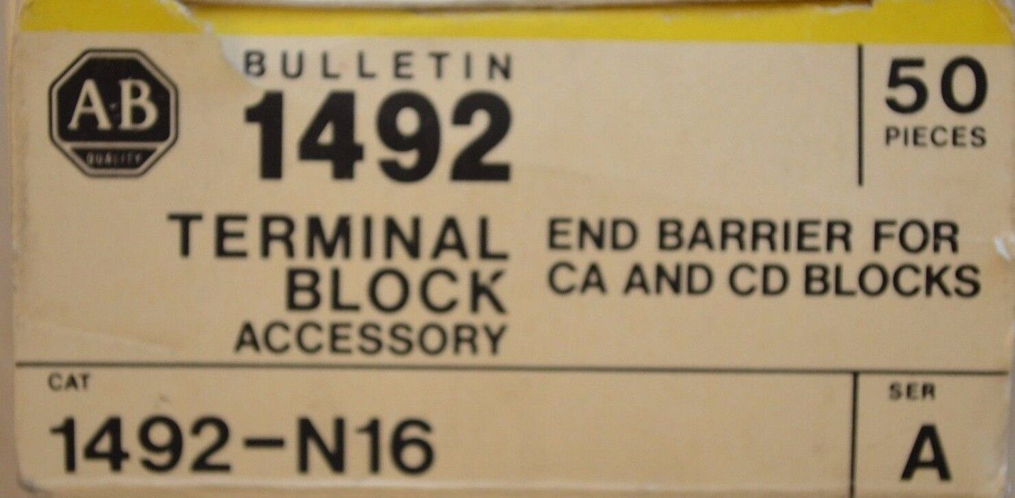 Two New Allen Bradley AB 1492-N16 END Barrier FOR CA & CD Quantity