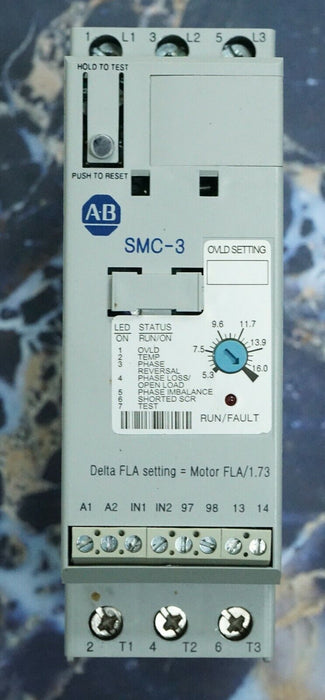 Allen-Bradley 150-C16NBR Series B SMC-3 Motor Controller 16A 480V 24V AC/DC